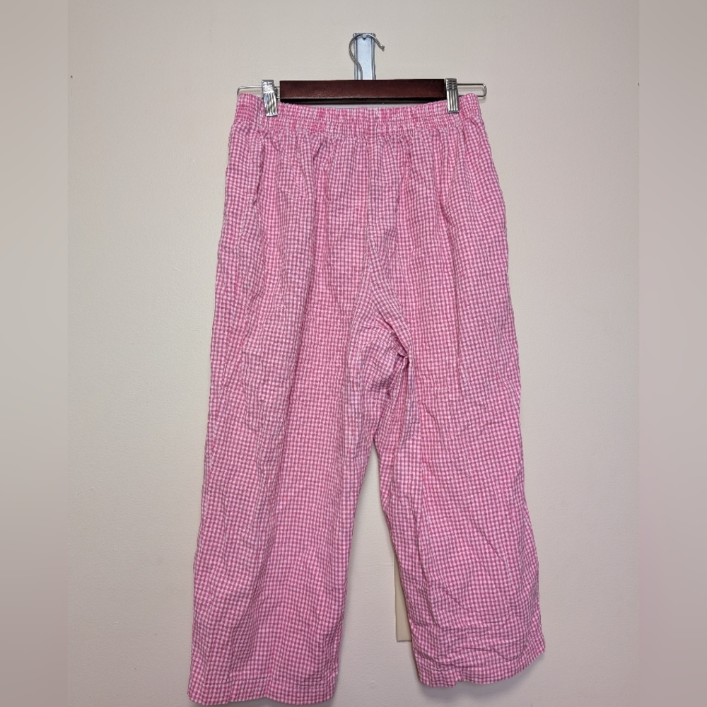 Karen Scott Pink Gingham Pants 10P Petite Pull-On Cotton Elastic Waist Summer Cr - Picture 3 of 8